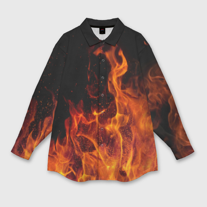 Мужская рубашка oversize 3D Огонь   языки пламени фото