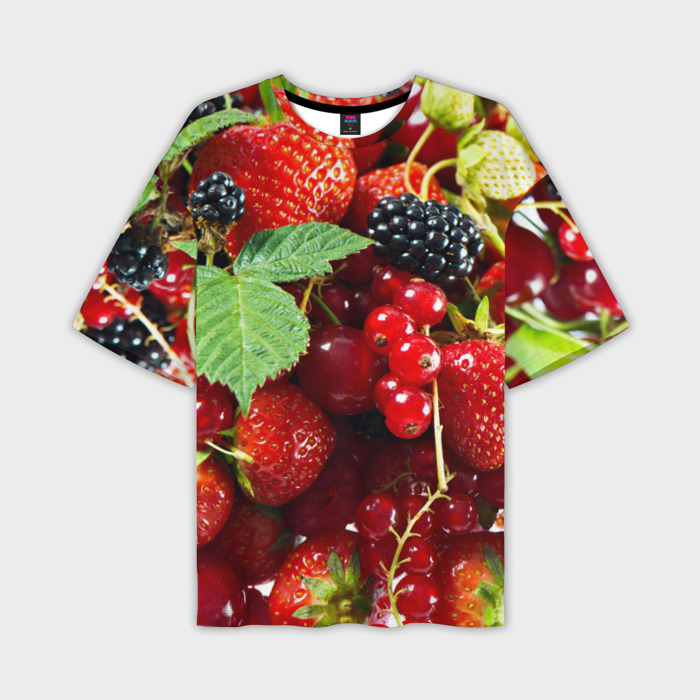 Мужская футболка oversize 3D Любимые ягоды фото