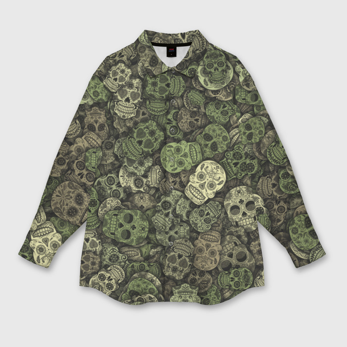 Мужская рубашка oversize 3D Камуфляж Мексиканские черепа фото