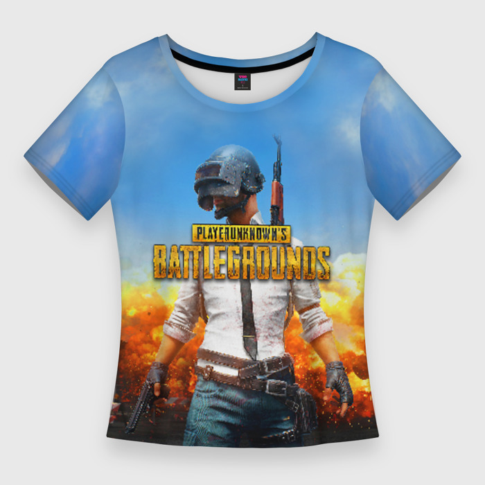 Женская футболка 3D Slim PUBG hero ПАБГ герой в огне фото