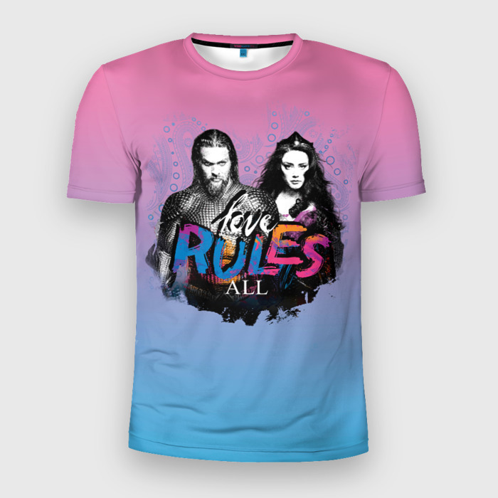 Мужская футболка 3D Slim LOVE RULES ALL фото