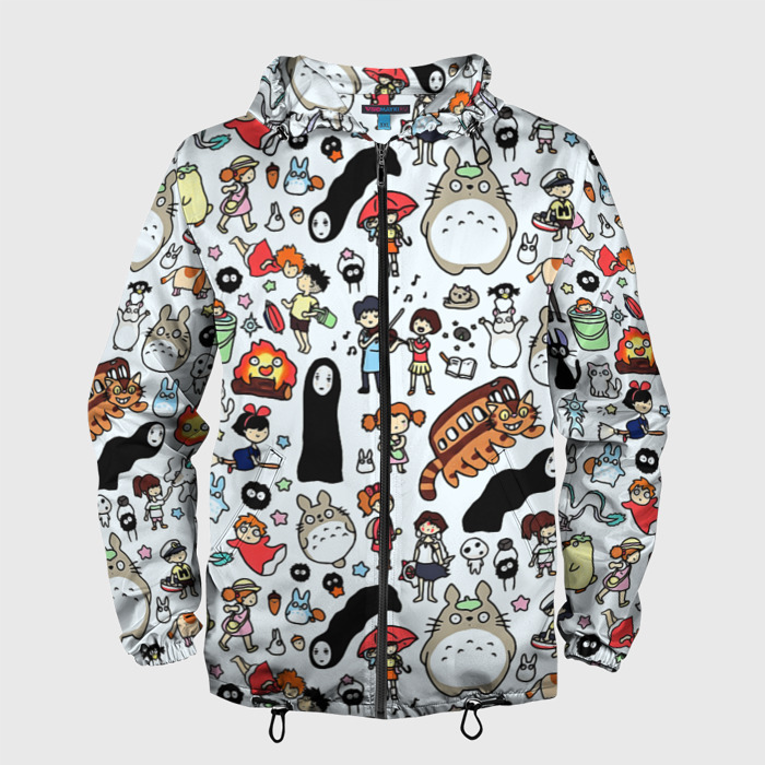 Мужская ветровка 3D Персонажи Миядзаки паттерн фото