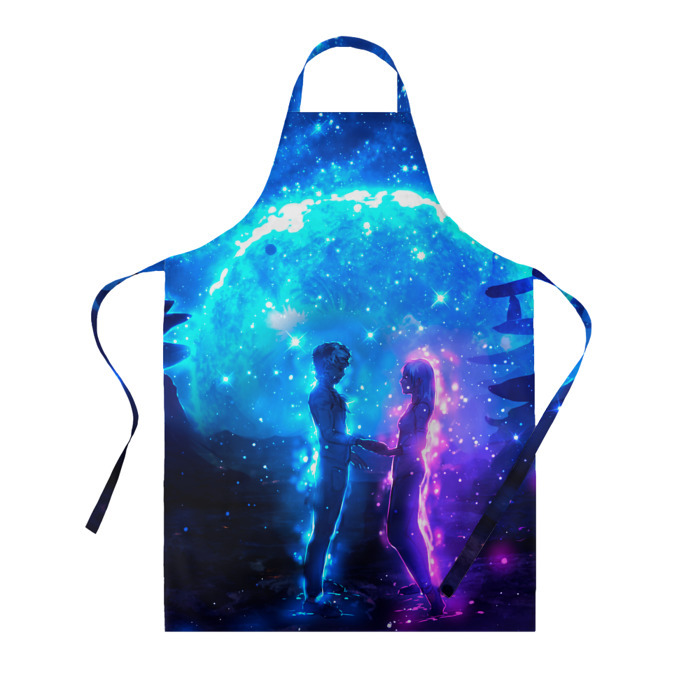 Фартук 3D Внеземная пара луна ночь фото