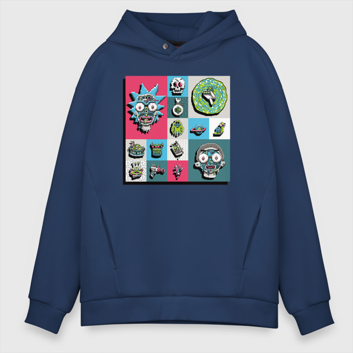 Мужское худи Oversize хлопок Rick and Morty pixelverse фото