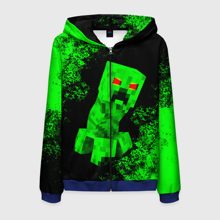 Мужская толстовка 3D на молнии MINECRAFT CREEPER фото