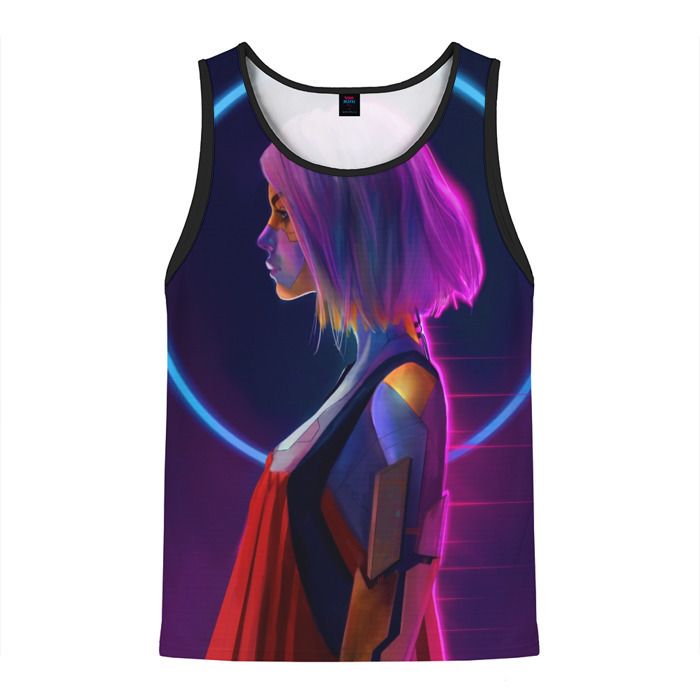 Мужская майка 3D Девушка в неоне фото