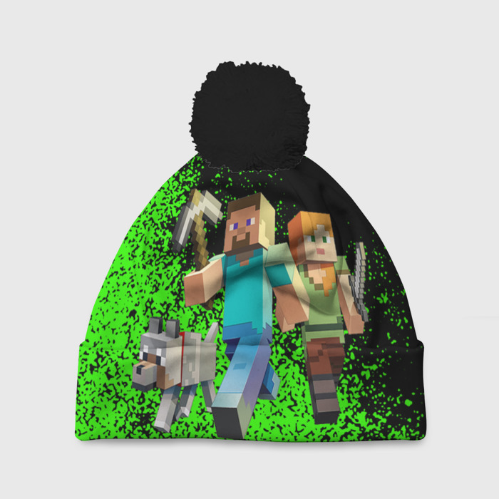 Шапка 3D c помпоном minecraft фото