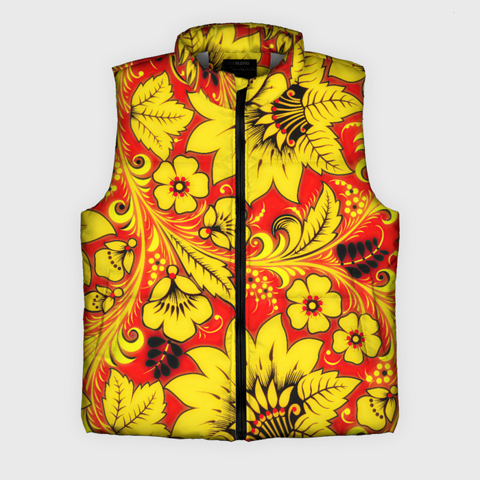 Мужской жилет утепленный 3D Хохлома фото
