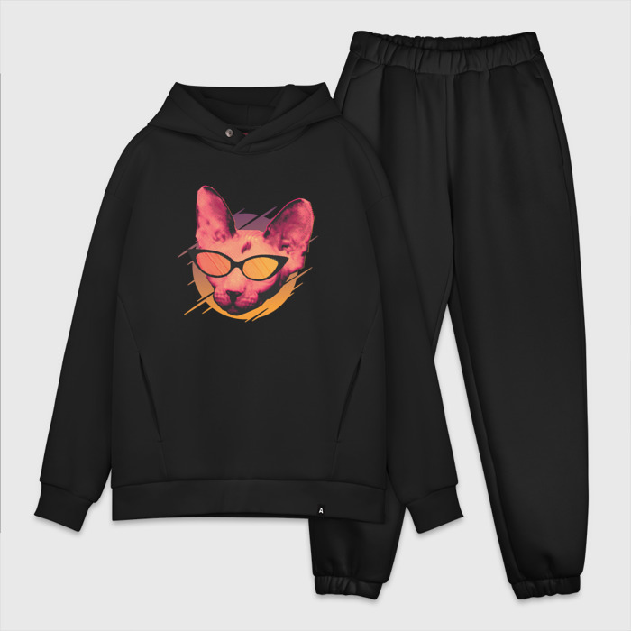Мужской костюм хлопок OVERSIZE Кот тусовщик фото