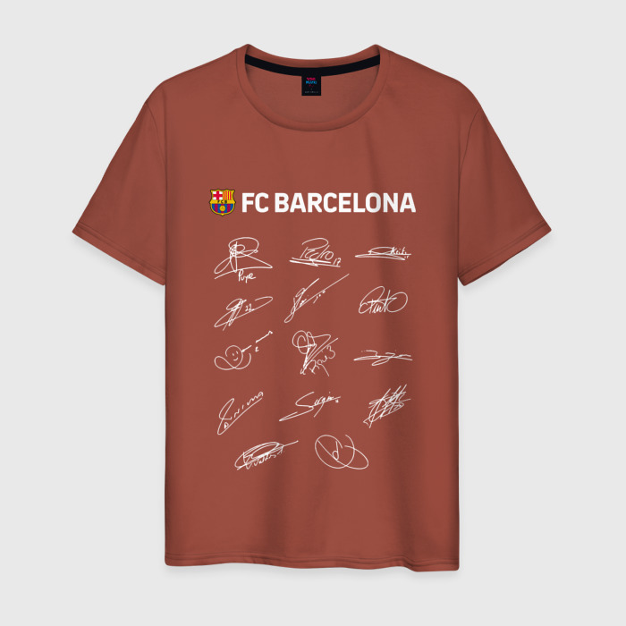 Мужская футболка хлопок FC BARCELONA АВТОГРАФЫ ИГРОКОВ фото