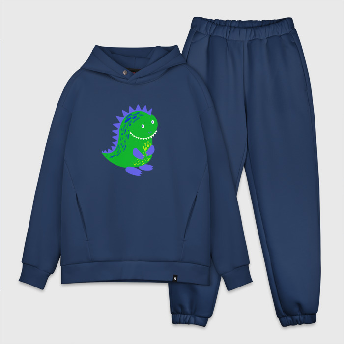 Мужской костюм oversize хлопок Зеленый дракончик динозаврик фото
