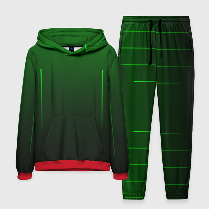 Мужской костюм 3D (с толстовкой) Неоновые линии на градиенте фото