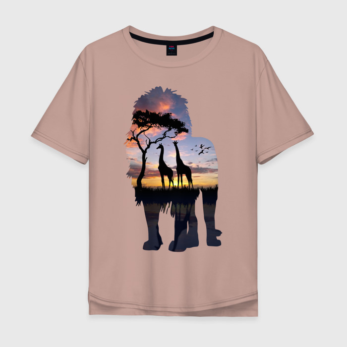 Мужская футболка хлопок Oversize Лев фото