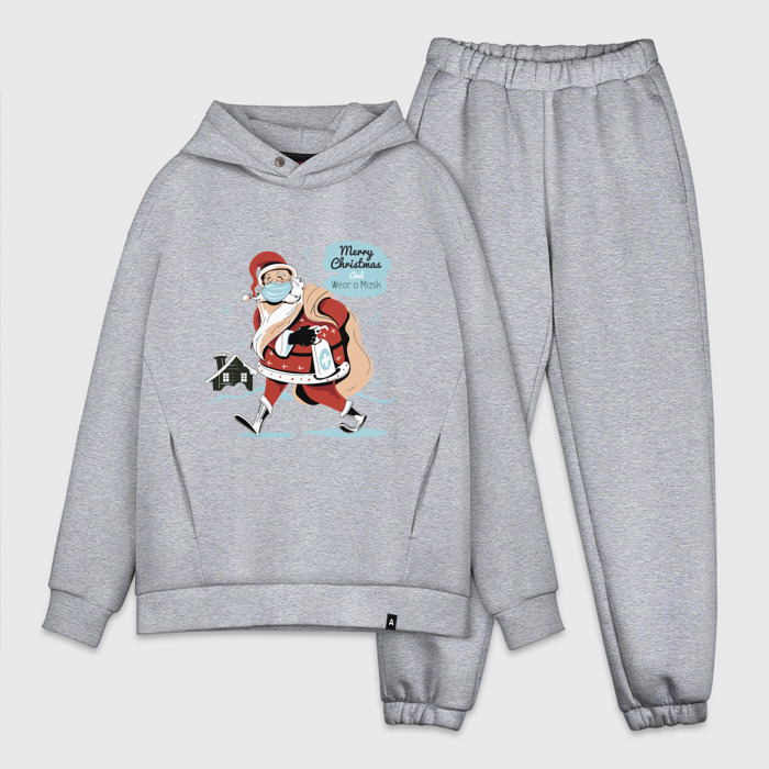 Мужской костюм хлопок OVERSIZE Санта в маске фото
