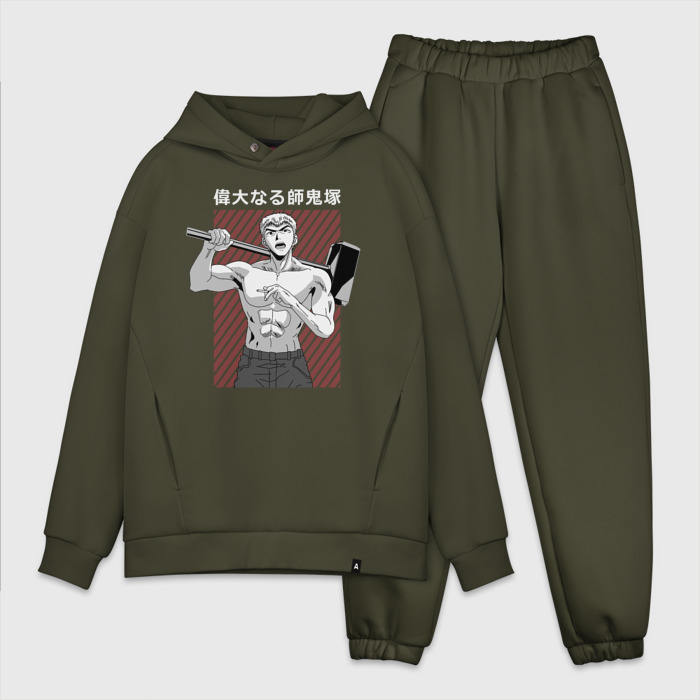 Мужской костюм хлопок OVERSIZE Онидзука с молотом фото