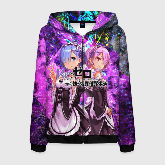 Мужская толстовка 3D на молнии ReZero Жизнь с нуля фото