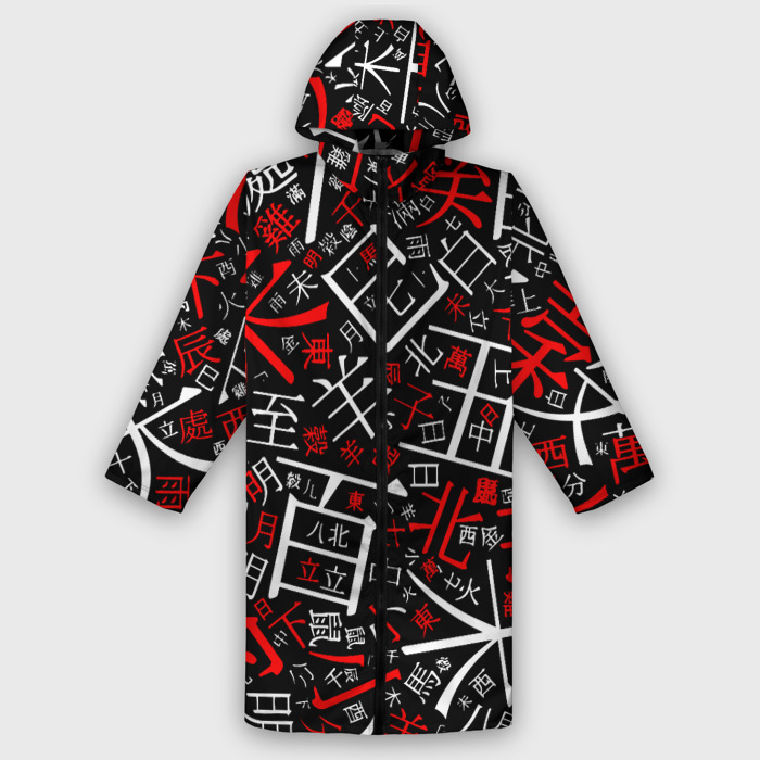 Дождевик унисекс 3D КИТАЙСКИЕ ИЕРОГЛИФЫ фото