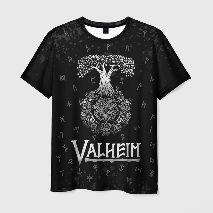 Мужская футболка 3D Valheim Руны Иггдрасиль фото