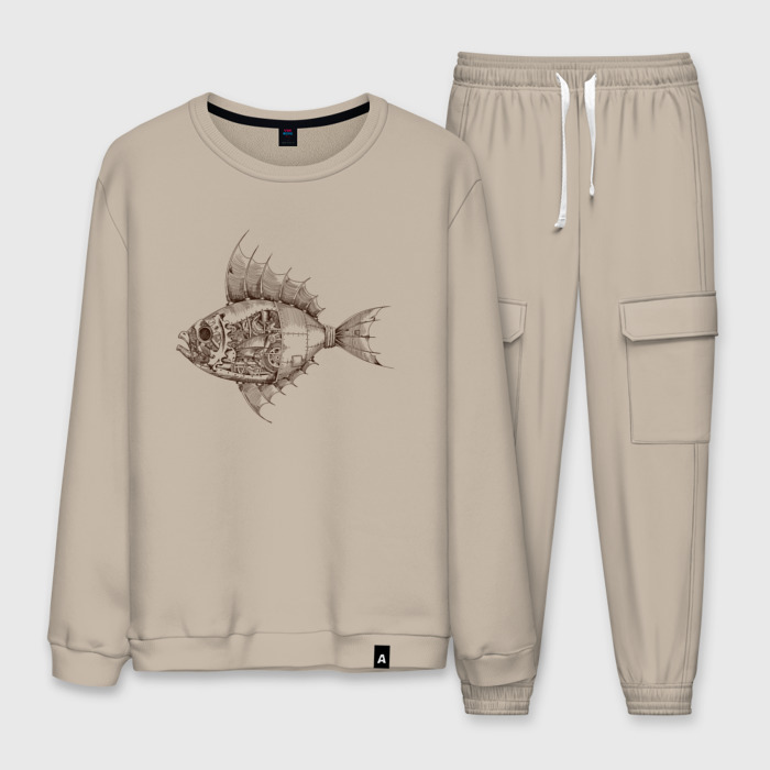 Мужской костюм хлопок Стимпанк Рыба | Steampunk Fish (Z) фото