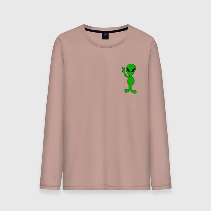 Мужской лонгслив хлопок Инопланетянин зеленый фото