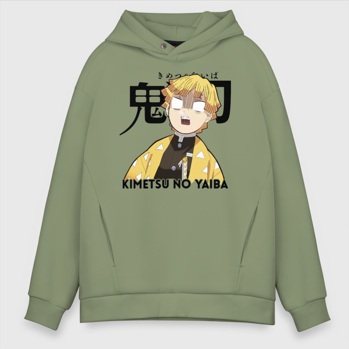 Мужское худи Oversize хлопок Зеницу Агацума Kimetsu no Yaiba фото