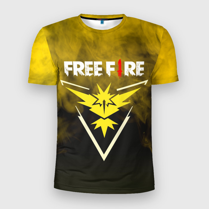 Мужская футболка 3D Slim Free Fire yellow smoke фото