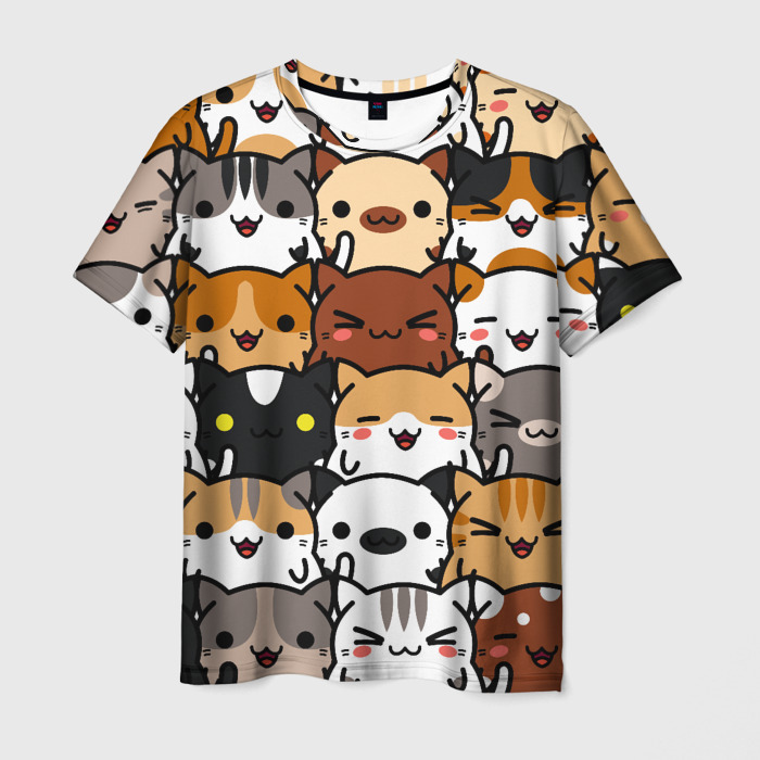 Мужская футболка 3D Коты и котики фото