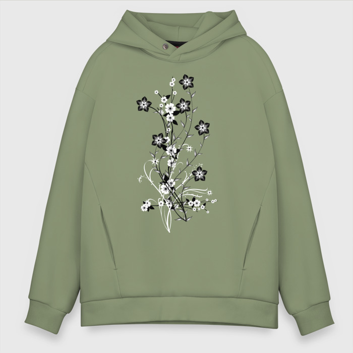 Мужское худи Oversize хлопок Цветы фото