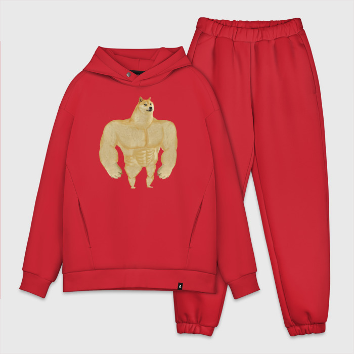 Мужской костюм хлопок OVERSIZE Мем собака качок DOGE фото