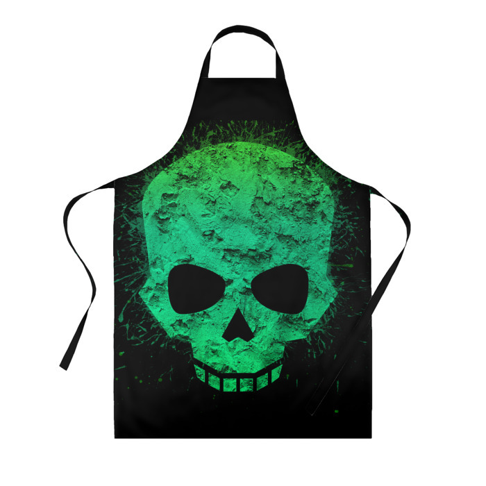 Фартук 3D Зелёный череп фото