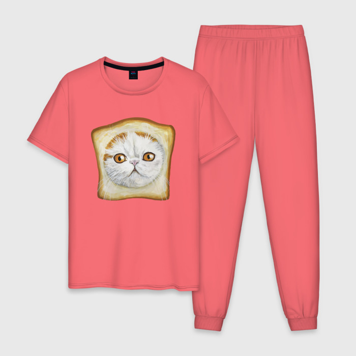 Мужская пижама хлопок Bread Cat фото