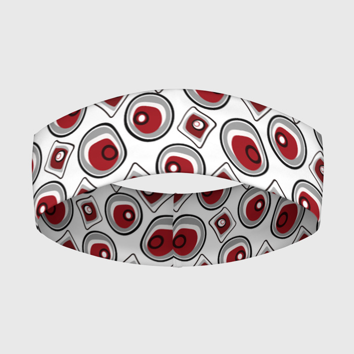 Повязка на голову 3D Красно черный узор на белом фото