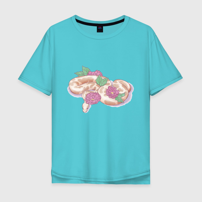 Мужская футболка хлопок Oversize Акварельная змея фото