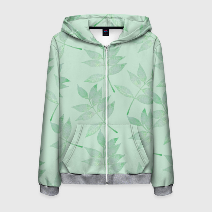 Мужская толстовка 3D на молнии Зеленые листья фото