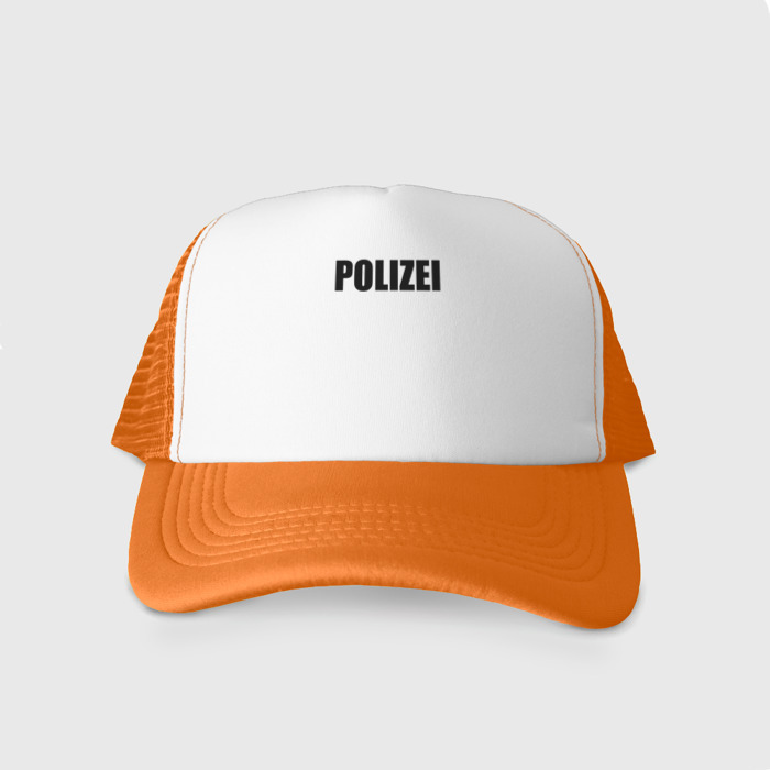 Кепка тракер с сеткой POLIZEI Полиция Надпись Черная фото