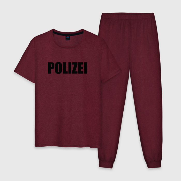 Мужская пижама хлопок POLIZEI Полиция Надпись Черная фото