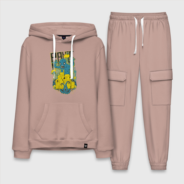 Мужской костюм хлопок с толстовкой Монстр захватывает город фото