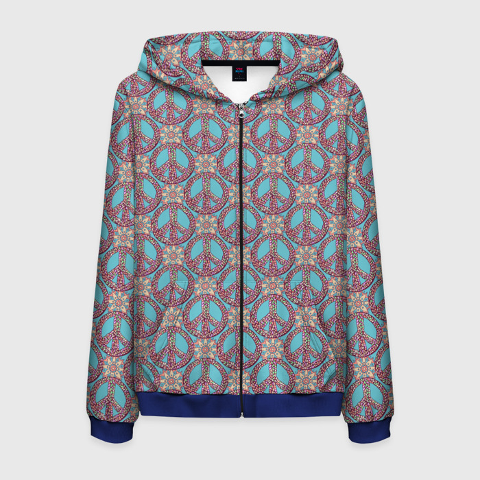 Мужская толстовка 3D на молнии Символы хиппи фото