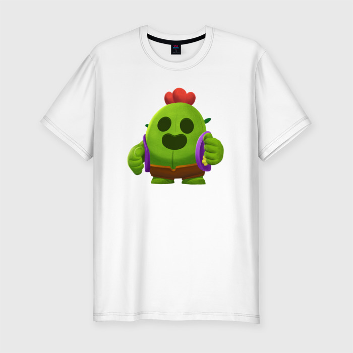 Мужская футболка хлопок Slim Спайк Brawl stars кактус фото