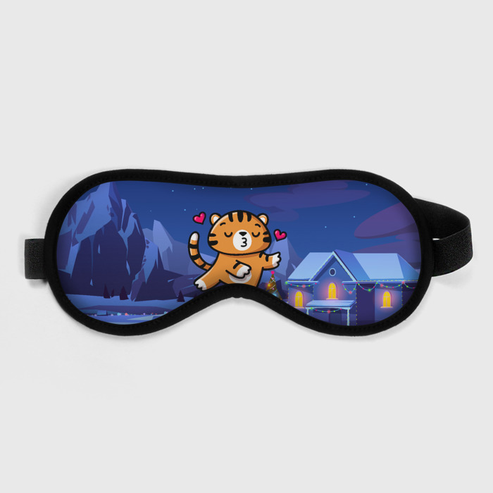 Маска для сна 3D Влюбленный тигренок с сердечками фото