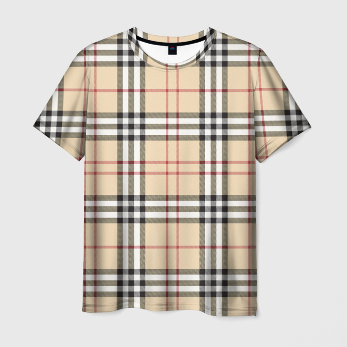 Мужская футболка 3D клетчатый принт в стиле Burberry фото