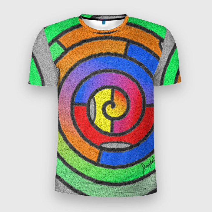 Мужская футболка 3D Slim Маечная спираль (мозаика) фото