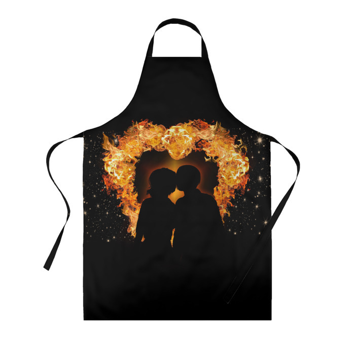 Фартук 3D Пара в огненном сердце фото
