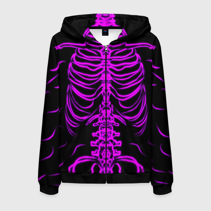 Мужская толстовка 3D на молнии Розовые кости фото