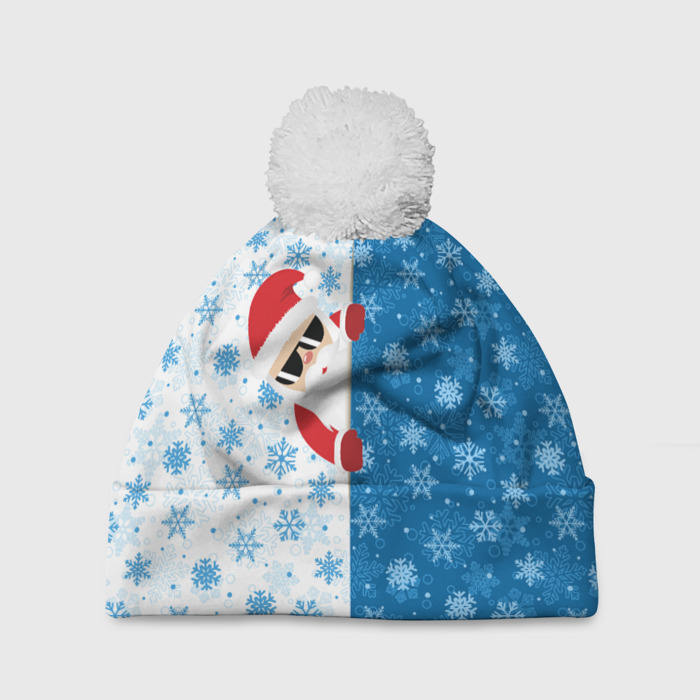 Шапка 3D c помпоном С Новым Годом (дед мороз) фото