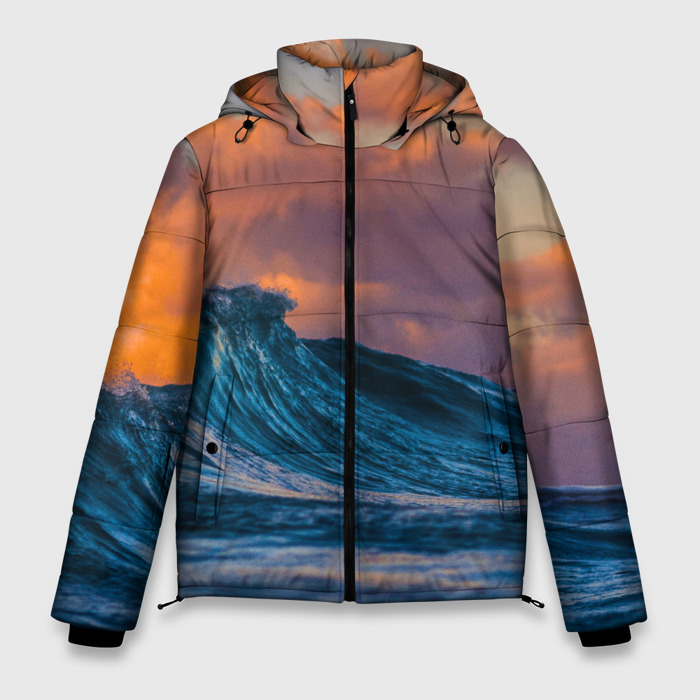 Мужская зимняя куртка 3D Закат над волной фото