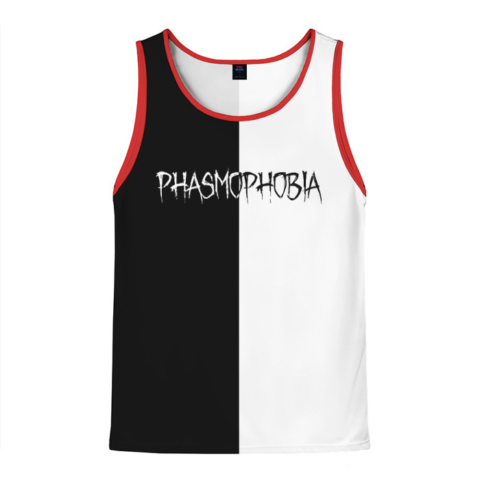 Мужская майка 3D Phasmophobia logo ч б фото