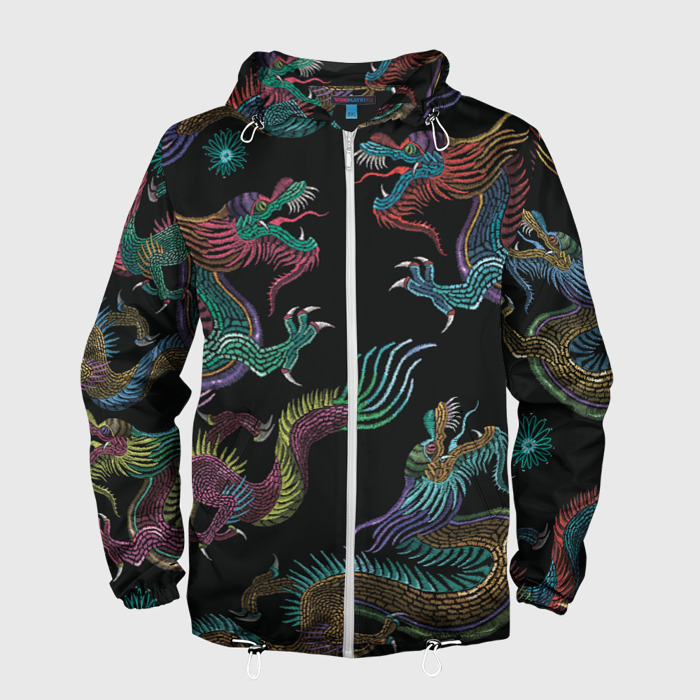 Мужская ветровка 3D Цветные драконы фото