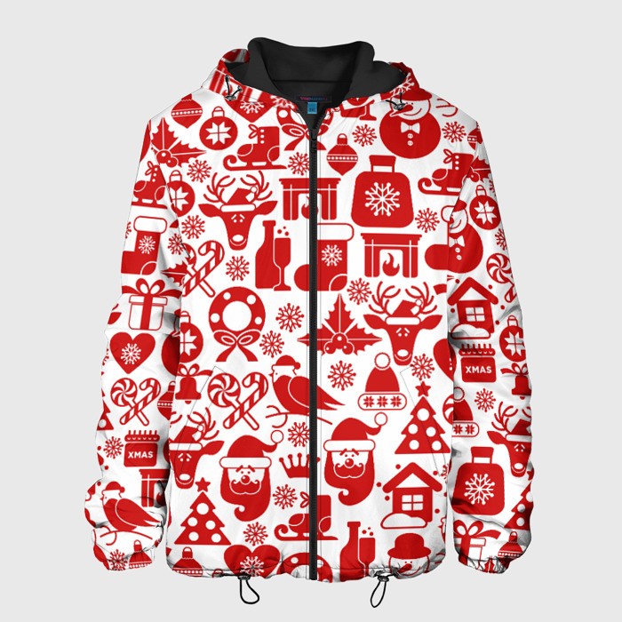Мужская куртка 3D New Year   С Новым Годом паттерны подарков и животных фото