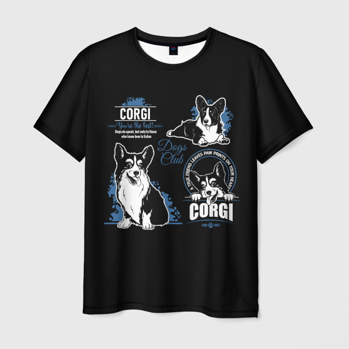 Мужская футболка 3D Собака Корги (Welsh Corgi) фото